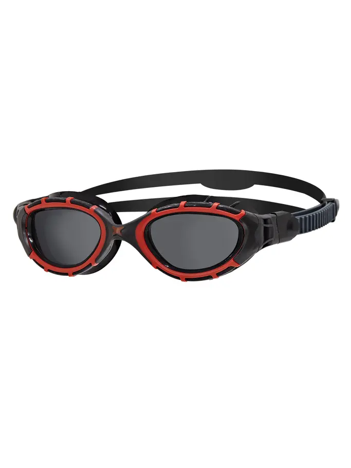 Product overview - Predator Flex Swimming Goggles - Polarized Lens Black/Red - Polarized Smoke Lens