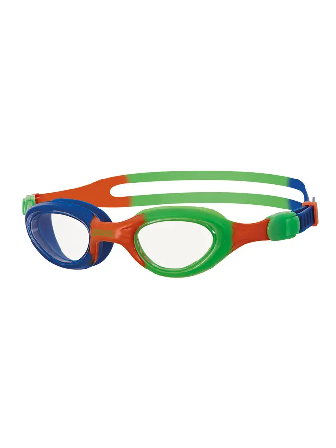 Product overview - Little Super Seal Swimming Goggles Orange/Green - Clear Lens