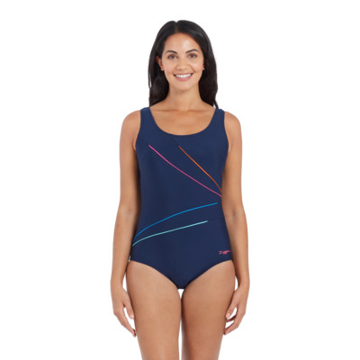 Zoggs Womens Neon Tribal Wrap Front Swimsuit 