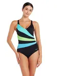Product overview - Womens Wrap Panel Adjustable Classic Back Swimsuit black/green