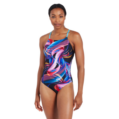 Zoggs Womens Ocean Jewel Sandon Scoopback Swimming Costume-Blue 38-Inch/Size 14 