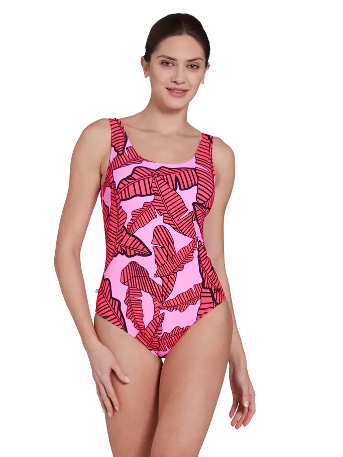 Product overview - Womens Awaken Pink Scoopback Swimsuit AWAK