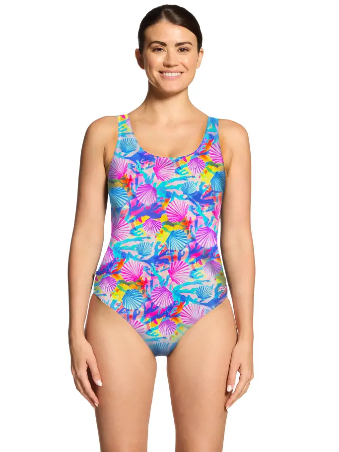 Product overview - Womens Crazy Clams Silver Lined Scoopback Swimsuit CRAZ