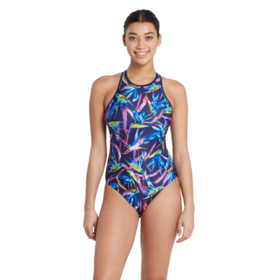 Product overview - Neon Crystal Hi Front Cross Back Swimsuit NNCR