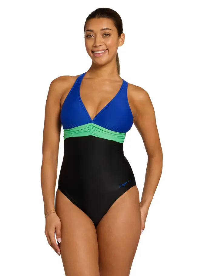Product overview - Womens Elaine Panel Crossback Swimsuit ELAI