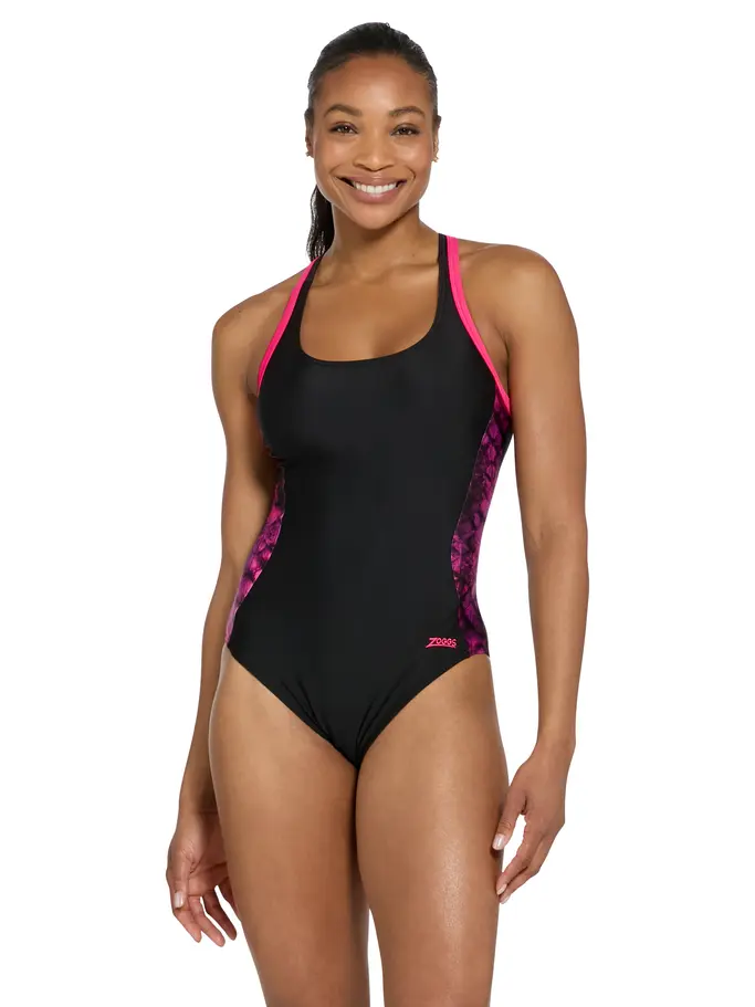 Product overview - Womens Mettle Pink Atom Back Swimsuit MEPK