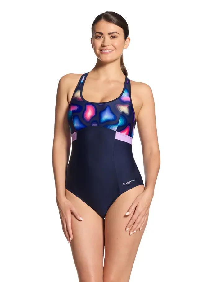 Product overview - Womens Zephyr Dakota Printed Crossback Swimsuit ZEPH