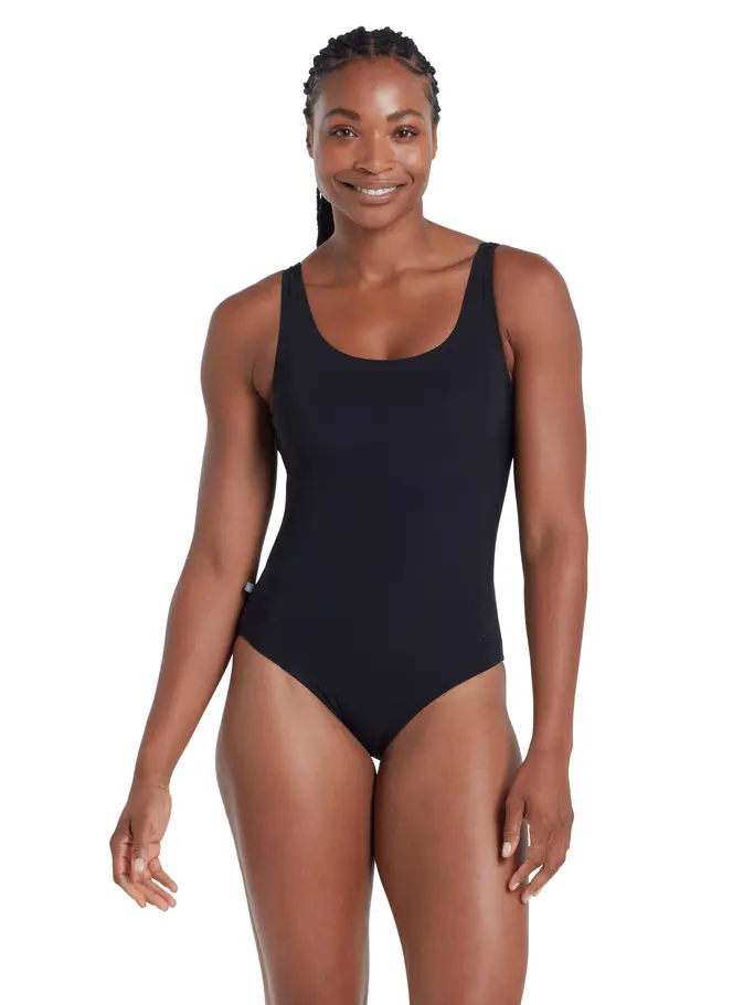Product overview - Womens Silver Lined Black Open Water Scoopback black