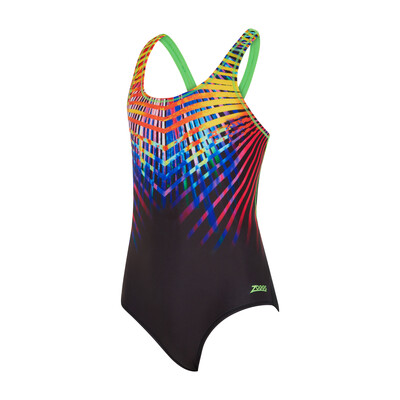 Product overview - Girls Neon Vibe Rowleeback Swimsuit NNVF