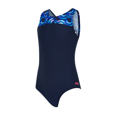 Product overview - Girls Geo Spiral Infinity Back Swimsuit GESF
