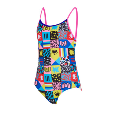 Product overview - Girls Crazy Print Starback Swimsuit CRZF