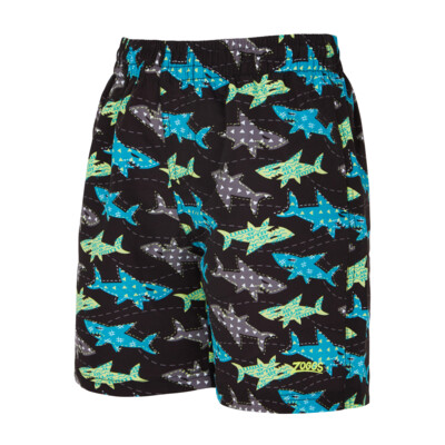 Product overview - Boys Shark Silver Print 15 Inch Water Shorts SKSH