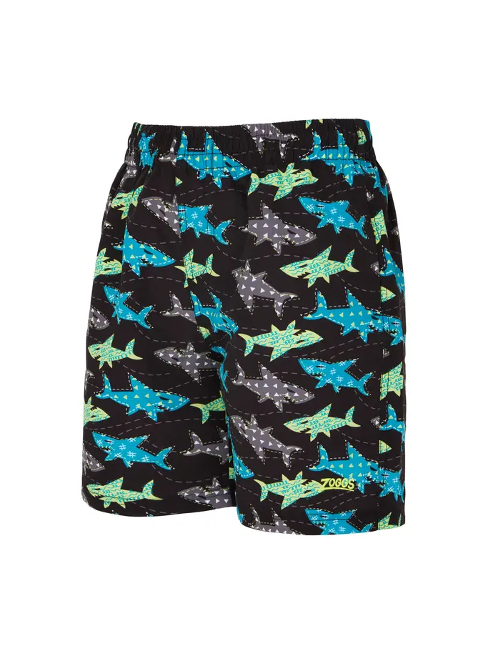 Product overview - Boys Shark Silver Print 15 Inch Water Shorts SKSH