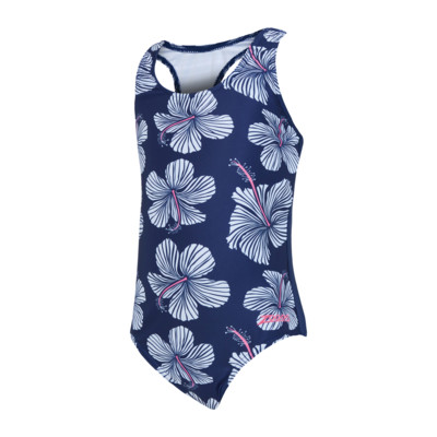 Product overview - Girls Hibiscus Print Actionback One Piece Swimsuit HIBS