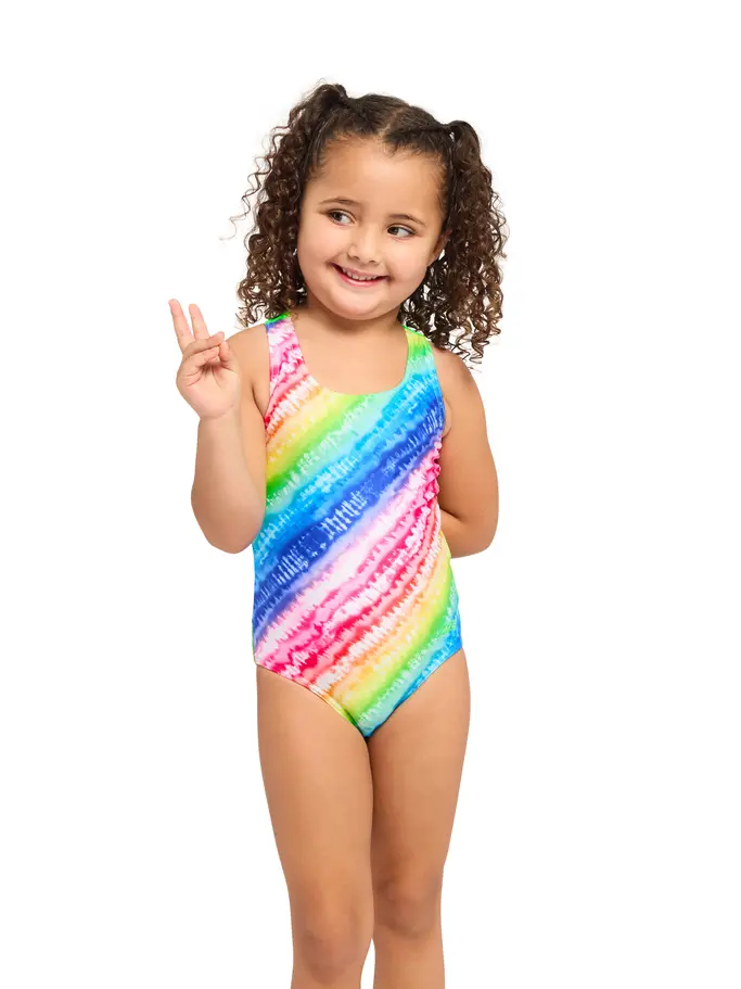 Product overview - Girls Rainbow Ripple Actionback Swimsuit RNRI
