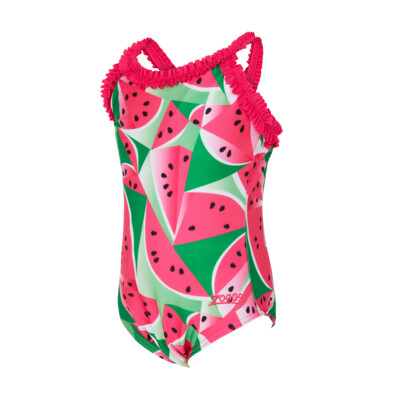 Product overview - Girls Watermelon Ruffle Crossback Swimsuit WTML
