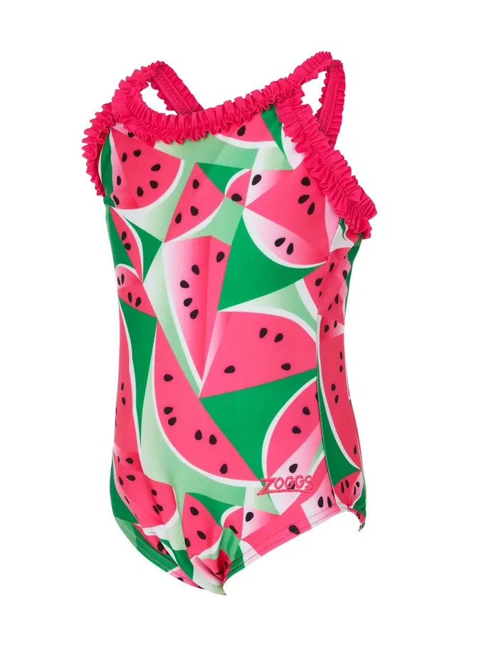 Product overview - Girls Watermelon Ruffle Crossback Swimsuit WTML