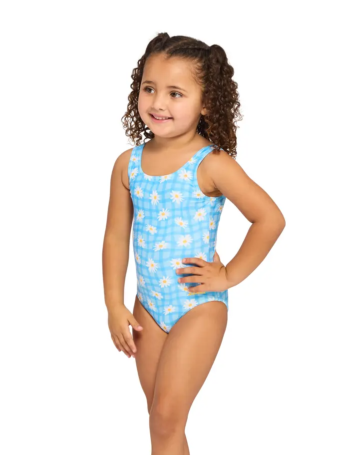 Product overview - Girls Daisy Check Scoopback Swimsuit DACH