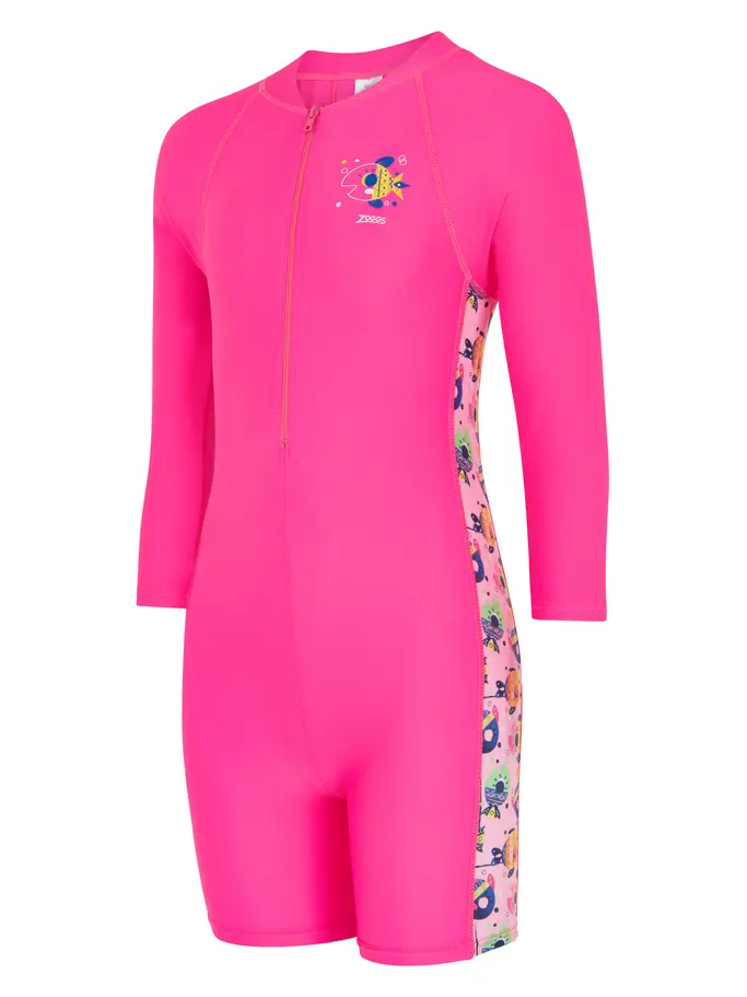 Product overview - Girls Lolly Fish Long Sleeve All In One Swimsuit LLFS