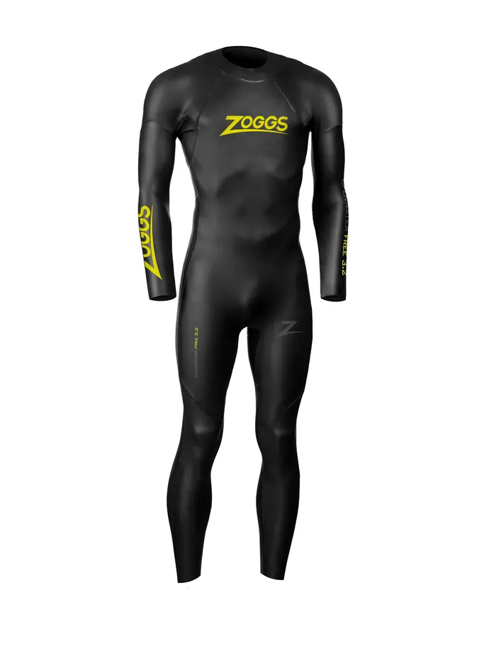 Product overview - Zoggs Mens Swimming Openwater Free Wetsuit 3/2 mm black/yellow