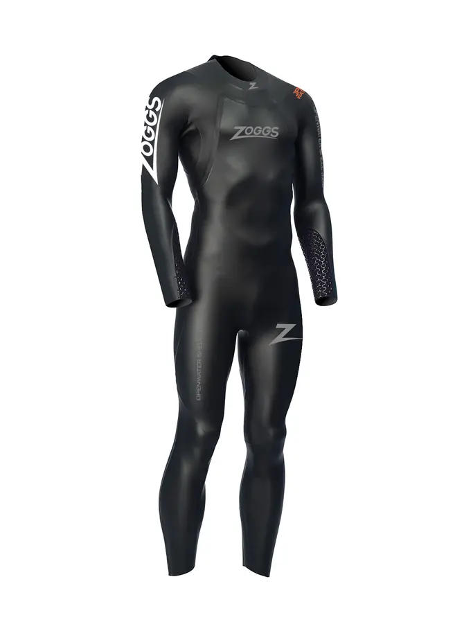 Product overview - Zoggs Mens Swimming Open Water Shell Wetsuit 3/2/2 mm black/orange
