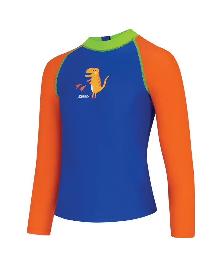 Product overview - Dino Blue Long Sleeve Zip Sun Top DIBL