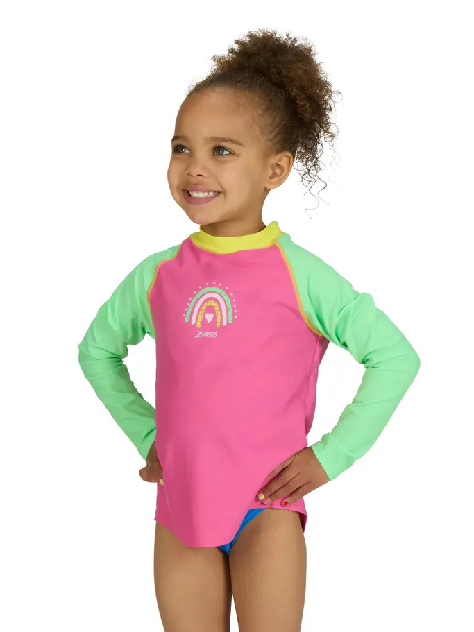 Product overview - Rainbow Magenta Long Sleeve Zip Sun Top RNMG