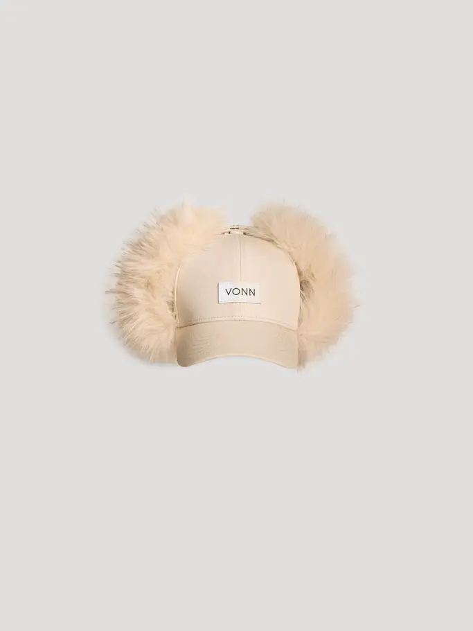 Product overview - POPPY FUR BASEBALL CAP light beige