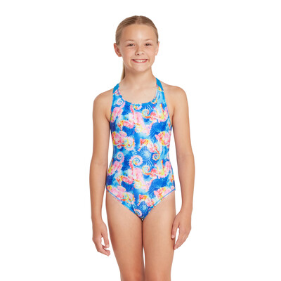 Product hover - Girls Aqua Pony Flyback Swimsuit AQPF