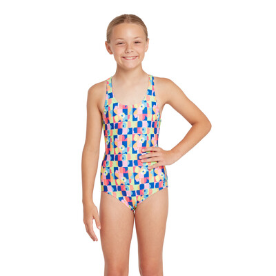 Product hover - Girls Flowerpatch Rowleeback Swimsuit FWRF
