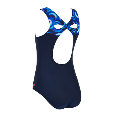 Product hover - Girls Geo Spiral Infinity Back Swimsuit GESF