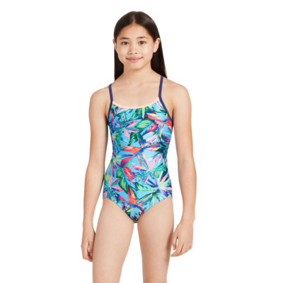 Zoggs Girls Shimmer Retro Suit Swimsuit 