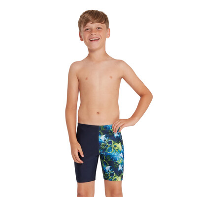 Product hover - Boys Palmhead Print Mid length Swimming Jammer PLMH