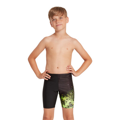 Product hover - Boys Wired Lime Print Mid length Swimming Jammer WRLM