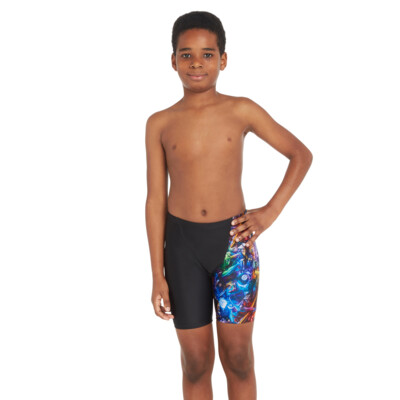 Product hover - Boys Reflection Print Mid Length Swimming Jammer RELF