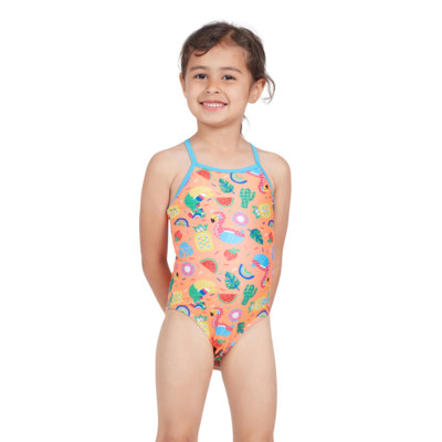 Product hover - Girls Pool Party Tex Back One Piece Swimsuit PLPR