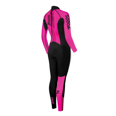 Product hover - Zoggs Womens Swimming Explorer FS Wetsuit 3/2/2 mm black/pink